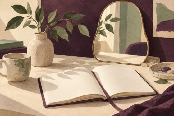 An open notebook and mirror, making room for a whole-person health conversation.