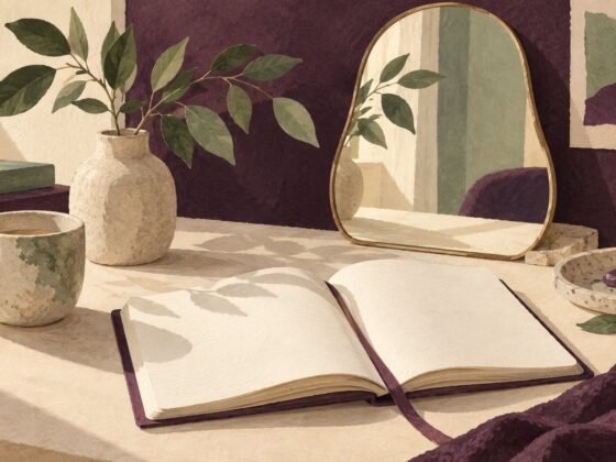An open notebook and mirror, making room for a whole-person health conversation.