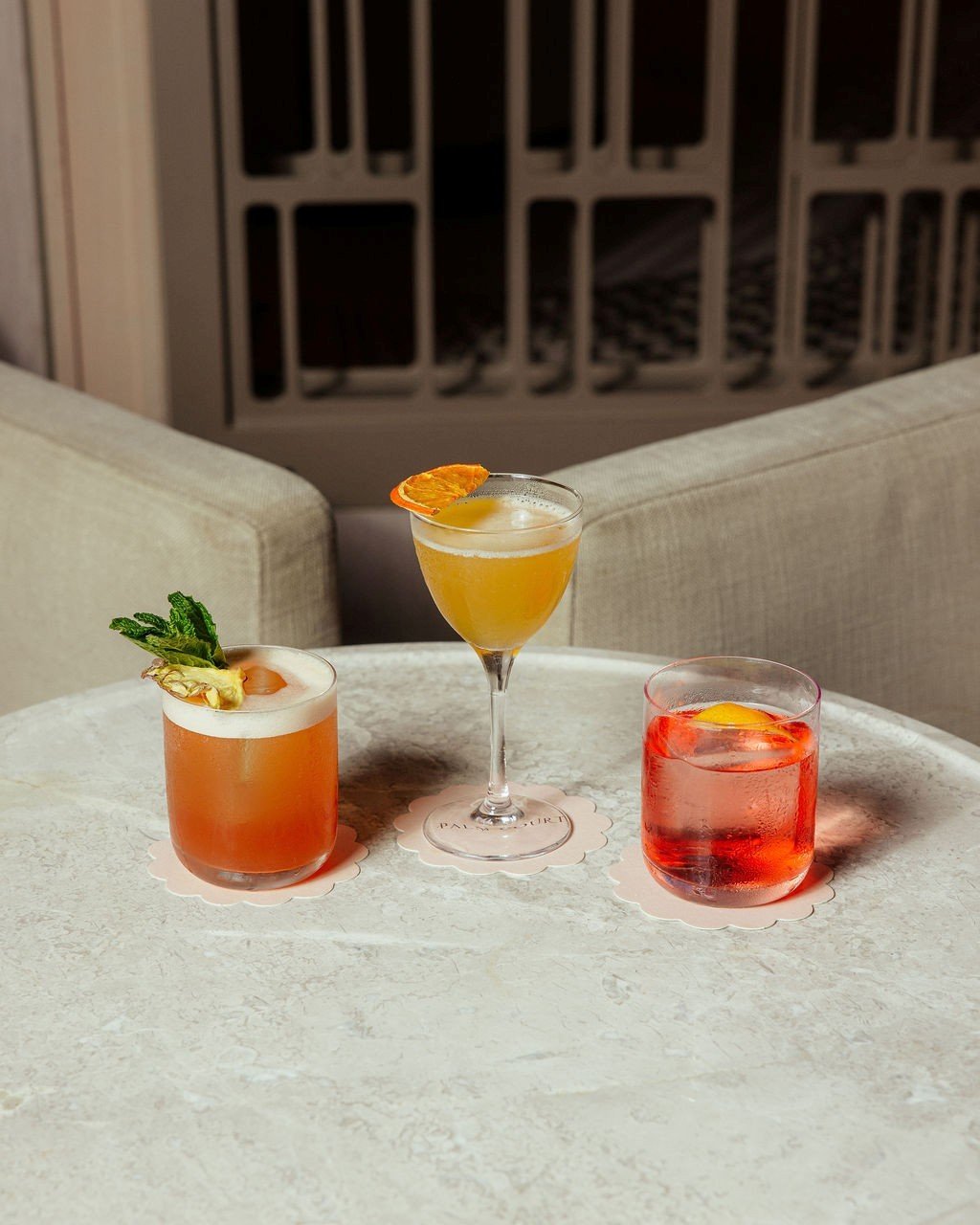 Three cocktails at The Langham, Gold Coast