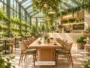 Illustrative greenhouse café concept for Treppan Greenhouse Café at Maimoon Gardens, JVC; not a photograph or confirmed design of the premises.